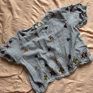 Zara Open Back Embroidered Tee